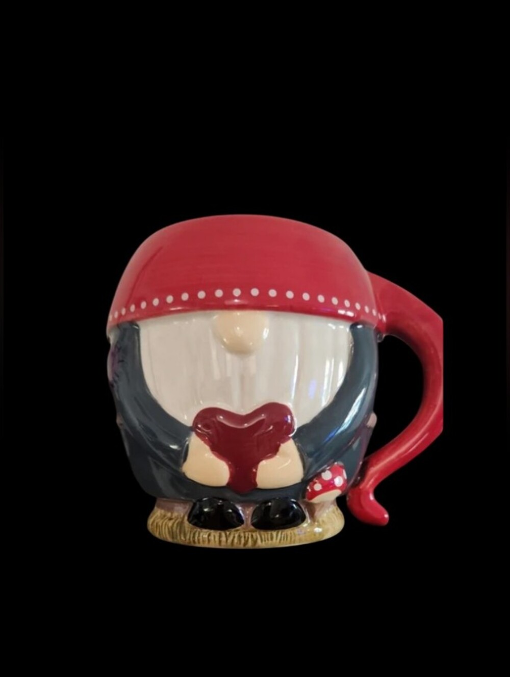 NATURAL LIFE Red Gnome Folk Mug with Heart Accent